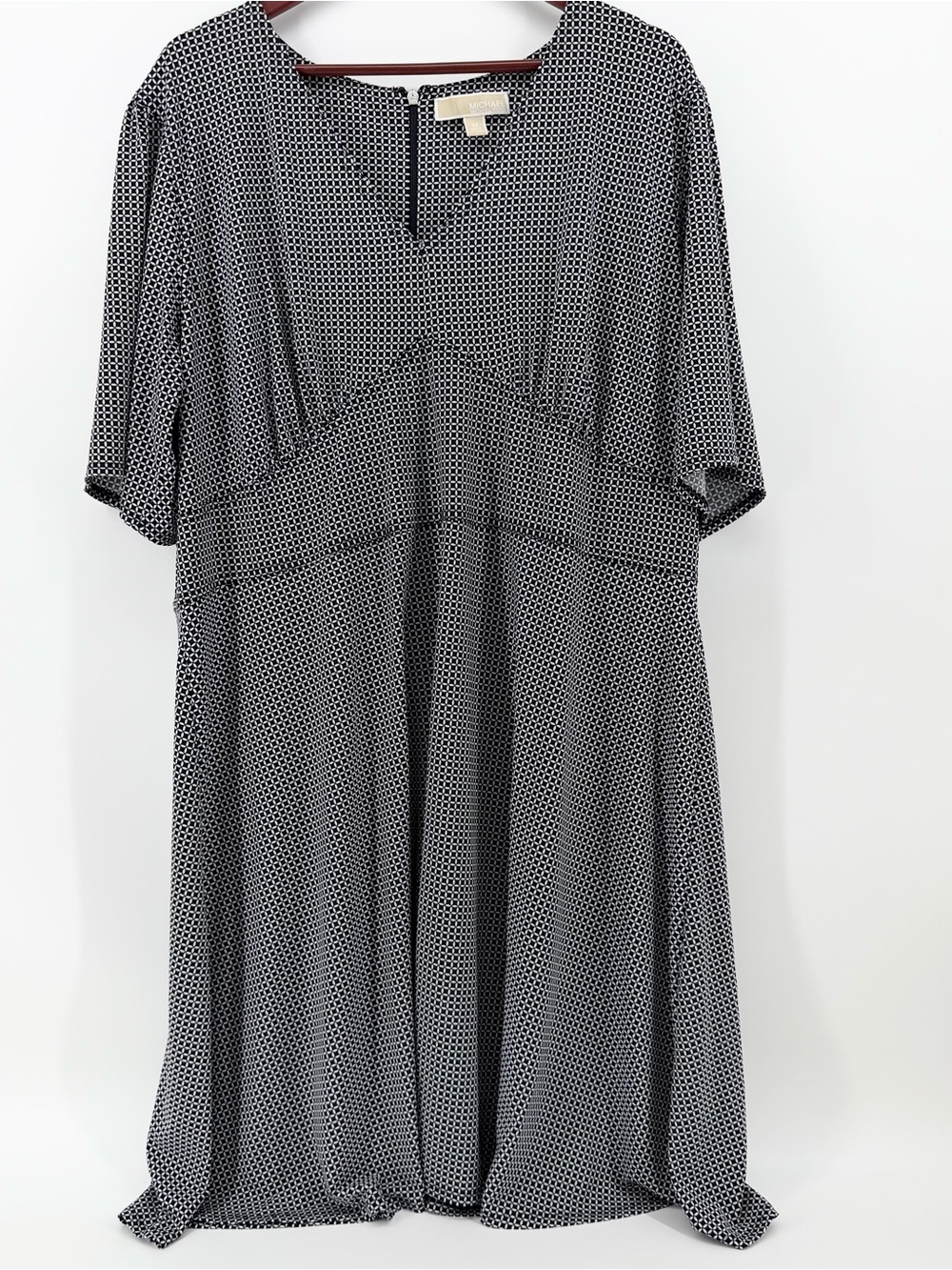 Michael Kors Plus 3X Plus Monochrome Geometric Fit & Flare Dress
